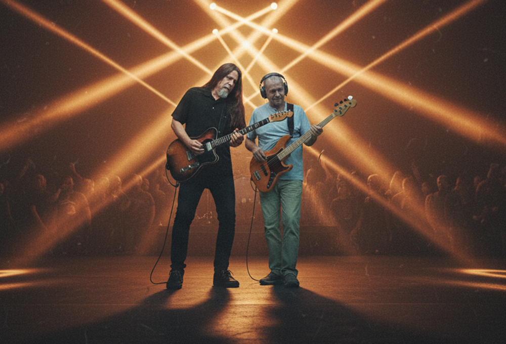 Red Moon Travelers in lights